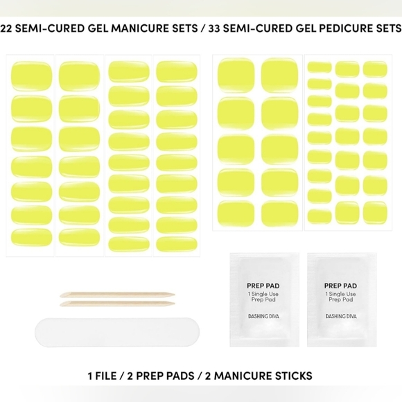Dashing Diva Glaze LED Semi-Cured Gel‎ Salon Mani Pedi Kit Limone Color - Picture 3 of 8